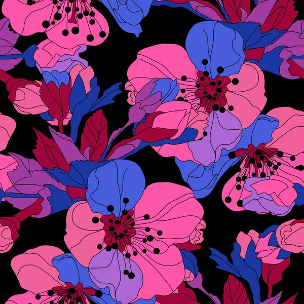 Motif floral sans couture — Image vectorielle