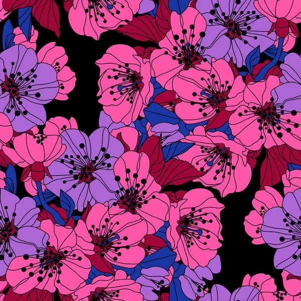 Motif floral sans couture — Image vectorielle