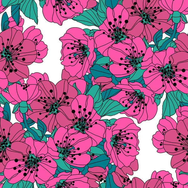 Bloemen naadloos patroon — Stockvector