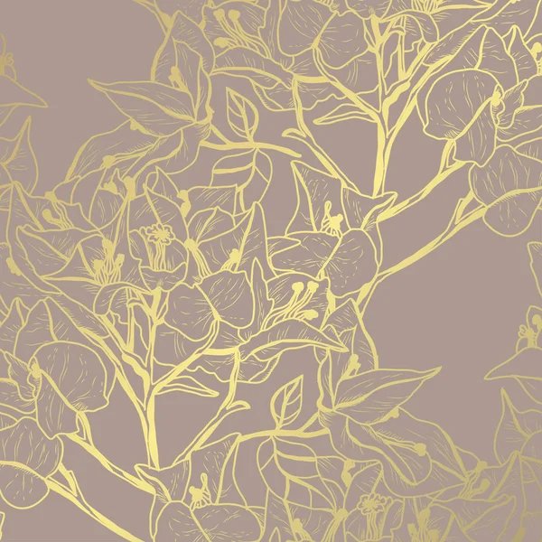 Zlatým květinovým vzorem — Stockový vektor