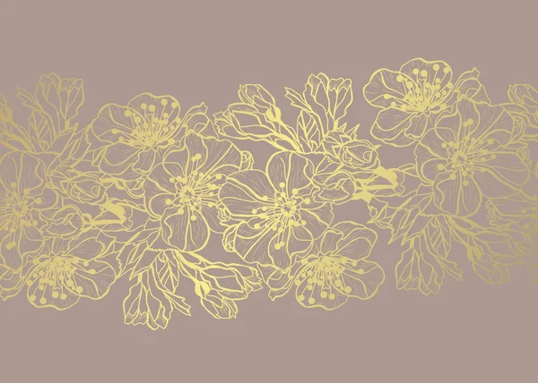 Patrón floral dorado — Vector de stock