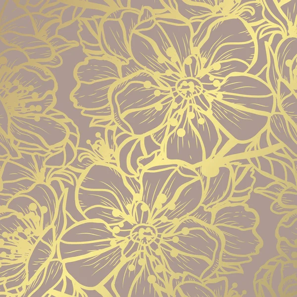 Χρυσή λουλουδάτο μοτίβο — Διανυσματικό Αρχείο