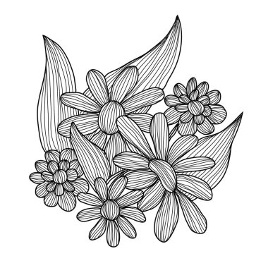 Elle çizilmiş çiçek dekorasyon