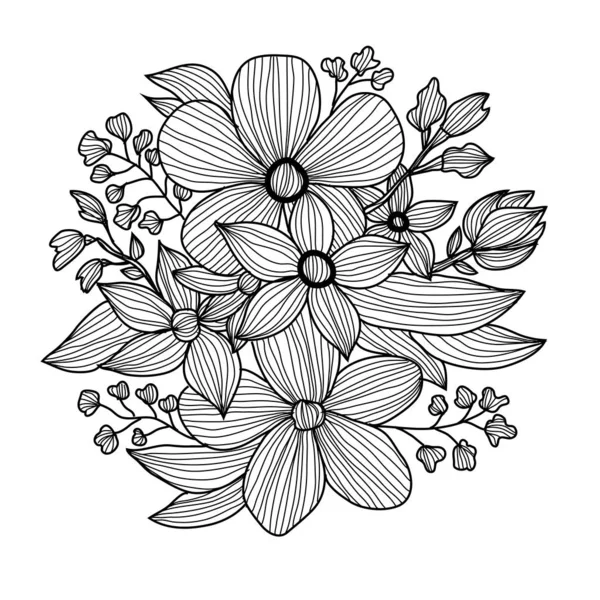 Dekorasi bunga gambar tangan - Stok Vektor