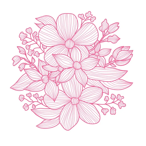 Ručně kreslenou květinové dekorace — Stockový vektor