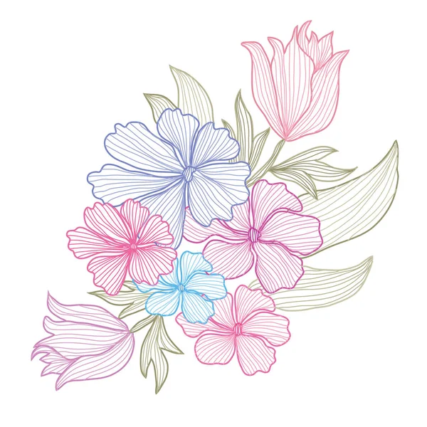 Decoración floral dibujada a mano — Vector de stock