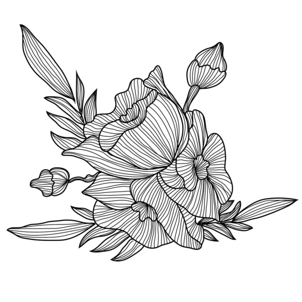 Decoração floral desenhada à mão — Vetor de Stock