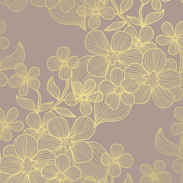 Patrón floral dorado — Vector de stock