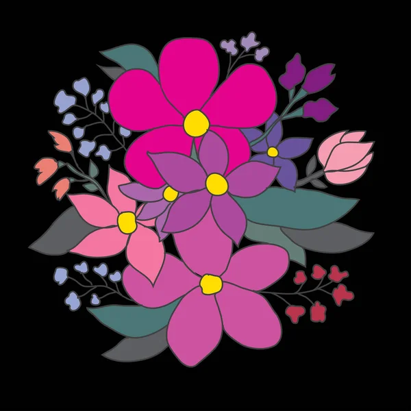 Decoración floral dibujada a mano — Vector de stock