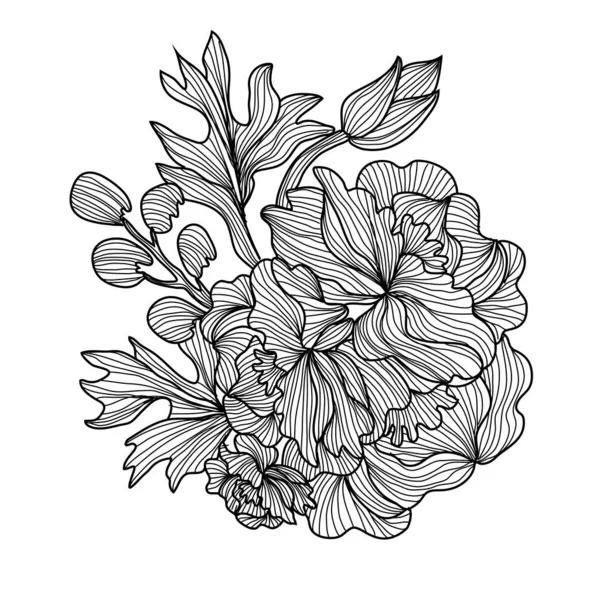 Hand getrokken florale decoratie — Stockvector