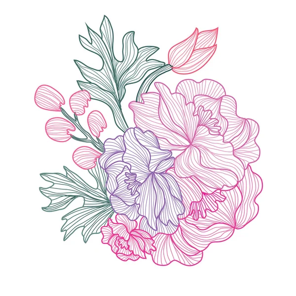 Decoración floral dibujada a mano — Vector de stock