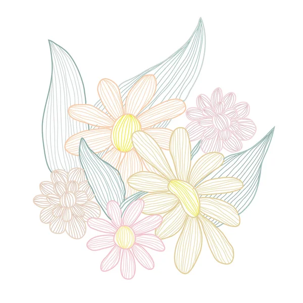 Decoración floral dibujada a mano — Vector de stock