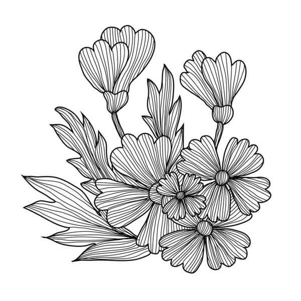 Decoración floral dibujada a mano — Vector de stock