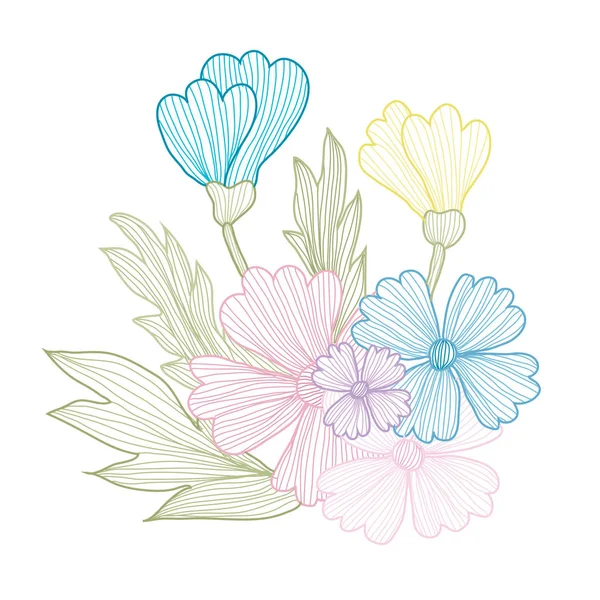 Ręcznie rysowane dekoracje kwiatowe — Wektor stockowy