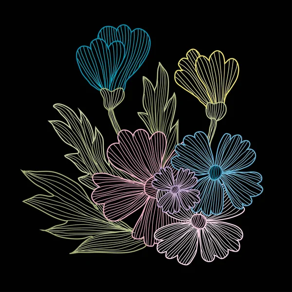 Ručně kreslenou květinové dekorace — Stockový vektor