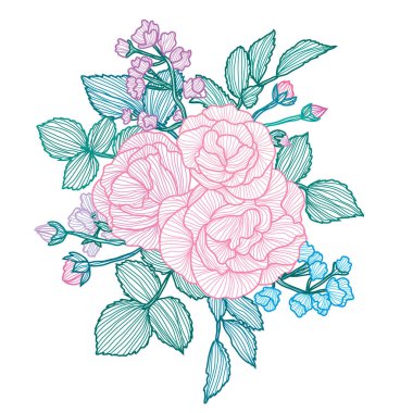 Elle çizilmiş çiçek dekorasyon