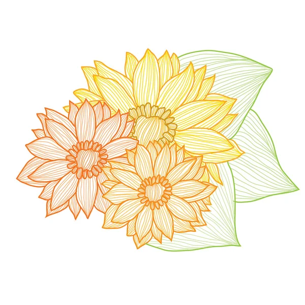 Decoración floral dibujada a mano — Vector de stock