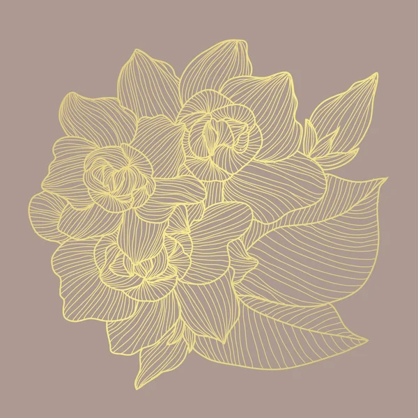 Decoración floral dorada — Vector de stock