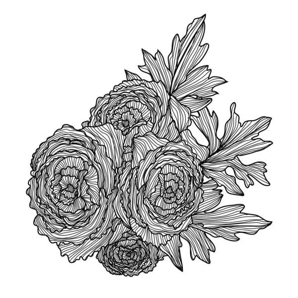 Decoración floral dibujada a mano — Archivo Imágenes Vectoriales