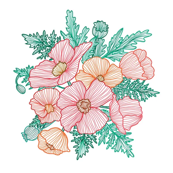 Decoración floral dibujada a mano — Vector de stock