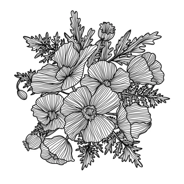 Kézzel rajzolt virág dekoráció — Stock Vector