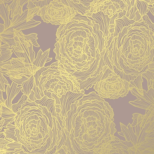 Patrón floral dorado — Vector de stock