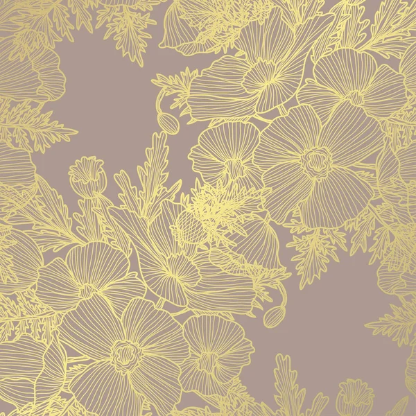 Patrón floral dorado — Vector de stock