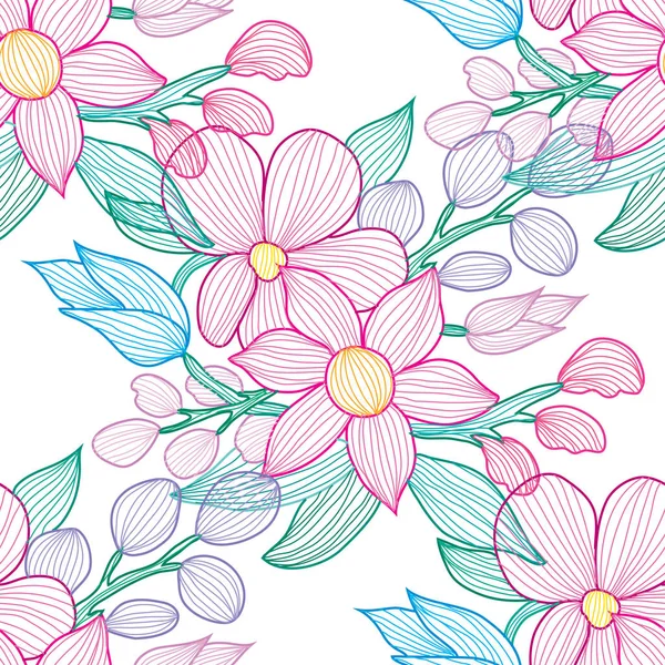 Bloemen naadloos patroon — Stockvector