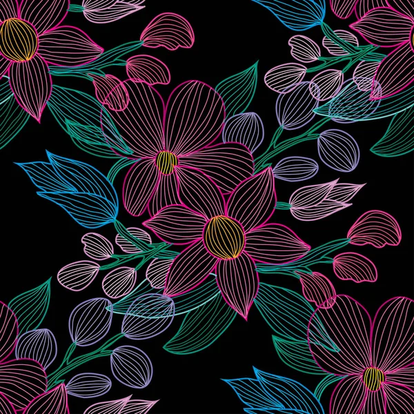 Bloemen naadloos patroon — Stockvector