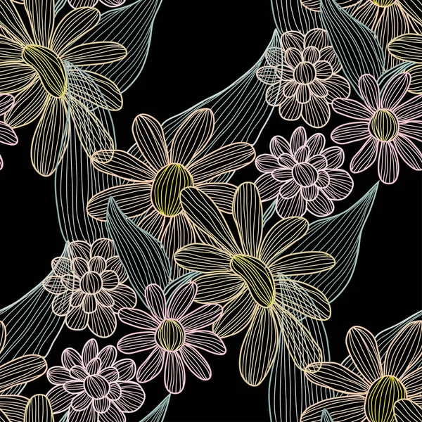 Bloemen naadloos patroon — Stockvector