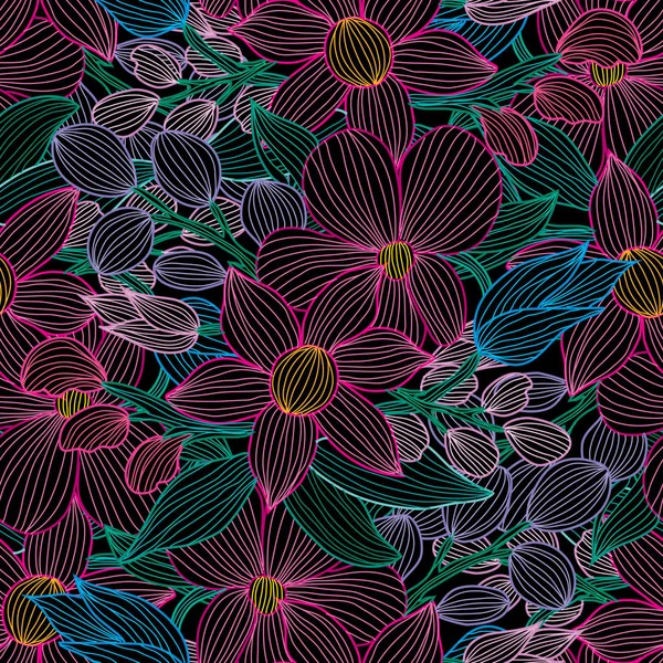 Bloemen naadloos patroon — Stockvector