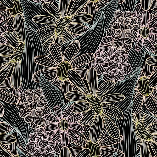 Bloemen naadloos patroon — Stockvector