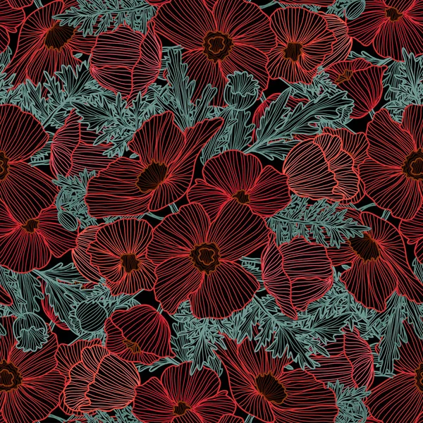 Bloemen naadloos patroon — Stockvector