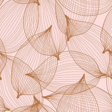 Yaprakları ve tasarım elementleri olan zarif, pürüzsüz bir desen. Davetiyeler, kartlar, baskı, hediye paketi, imalat, tekstil, kumaş, duvar kağıtları için çiçek deseni