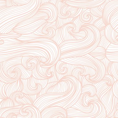 Dekoratif dalgalarla, dekoratif elementlerle zarif bir desen. Davetiyeler, kartlar, baskı, hediye paketi, imalat, tekstil, kumaş, duvar kağıtları için dalga deseni.