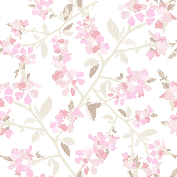 Élégant Motif Sans Couture Avec Fleurs Cerisier Sakura Fleurs Éléments — Image vectorielle