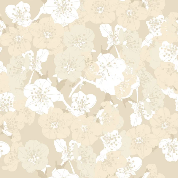 Élégant Motif Sans Couture Avec Fleurs Cerisier Sakura Fleurs Éléments — Image vectorielle