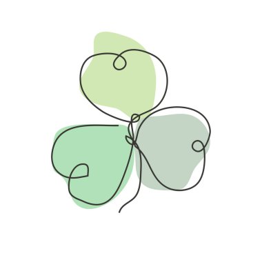 Dekoratif el yapımı yonca, tasarım elementi. Kartlar, davetiyeler, afişler, posterler, baskı tasarımı için kullanılabilir. Aralıksız çizgi sanatı