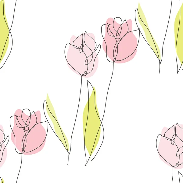 Élégant Motif Sans Couture Avec Des Fleurs Tulipe Des Éléments — Image vectorielle