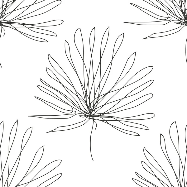 熱帯の葉 デザイン要素とエレガントなシームレスパターン 招待状 カード ギフトラップ ファブリック 壁紙のための花のパターン 連続線画形式 — ストックベクタ