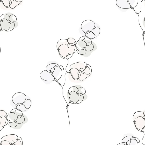 綿の枝 デザイン要素とエレガントなシームレスパターン 招待状 カード ギフトラップ ファブリック 壁紙のための花のパターン 連続線画形式 — ストックベクタ
