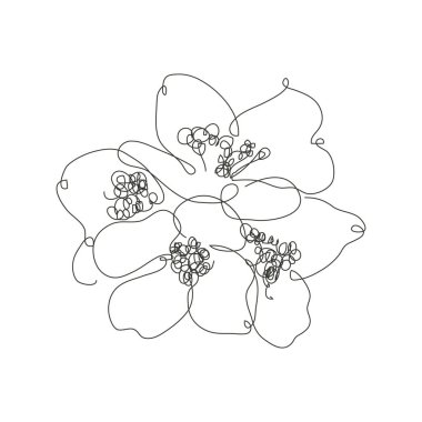 Devamlı çizgi dekoratif el çizimi yasemin çiçeği, tasarım elementi. Kartlar, davetiyeler, afişler, posterler, baskı tasarımı için kullanılabilir