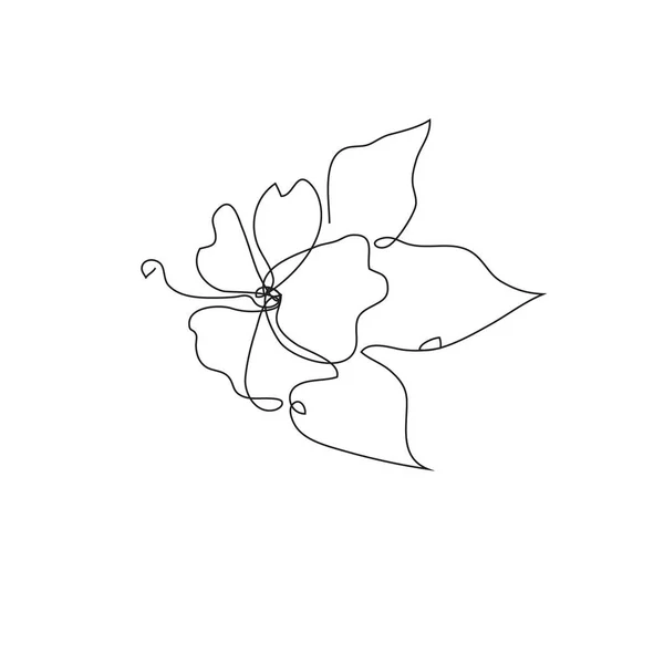 Безперервна Лінія Декоративна Ручна Квітка Гібіскуса Елемент Дизайну Може Використовуватися — стоковий вектор
