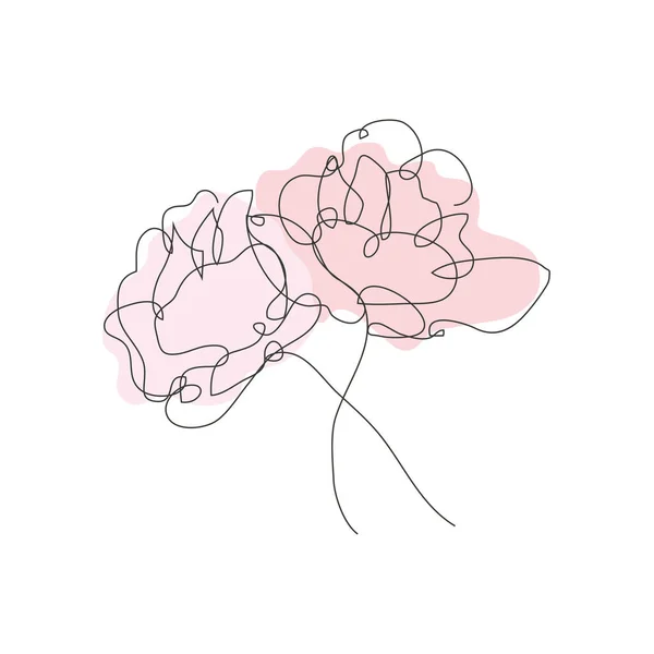 Kontinuální Linie Dekorativní Ručně Kreslené Růže Květiny Designové Prvky Lze — Stockový vektor