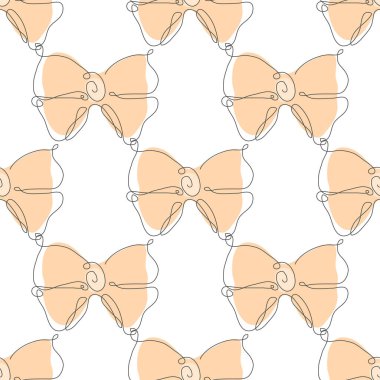 Yay ve tasarım elementleriyle kusursuz, zarif, kesintisiz bir çizgi. Davetiyeler için yay deseni, kartlar, baskı, hediye paketi, imalat, tekstil, kumaş, duvar kağıtları