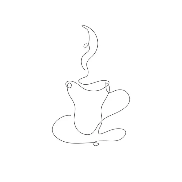 Linha Contínua Decorativa Desenhada Mão Xícara Chá Café Elemento Design —  Vetores de Stock