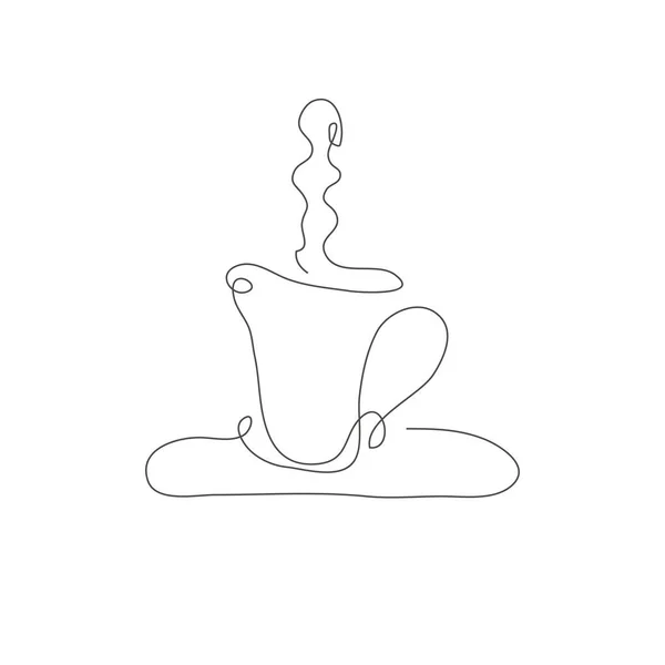 Decorativa Linea Continua Disegnato Mano Tazza Caffè Elemento Design Può — Vettoriale Stock