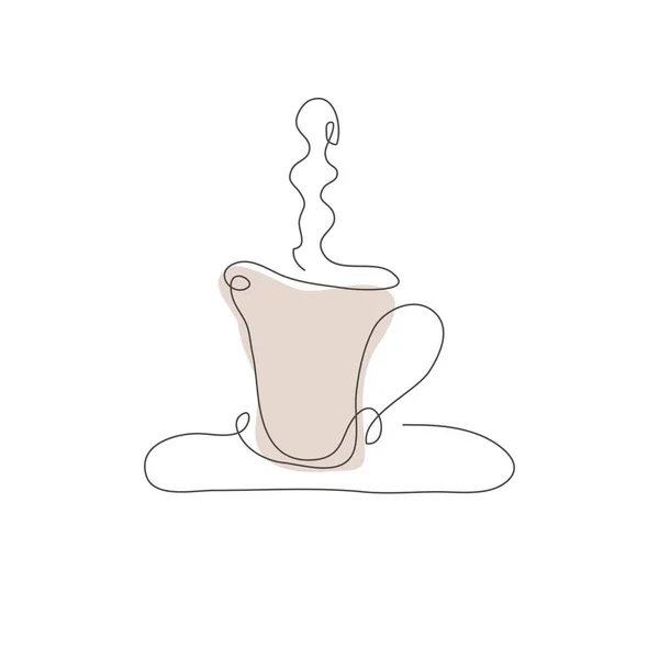 Dekorative Durchgehende Linie Von Hand Gezeichnet Kaffee Teetasse Design Element — Stockvektor
