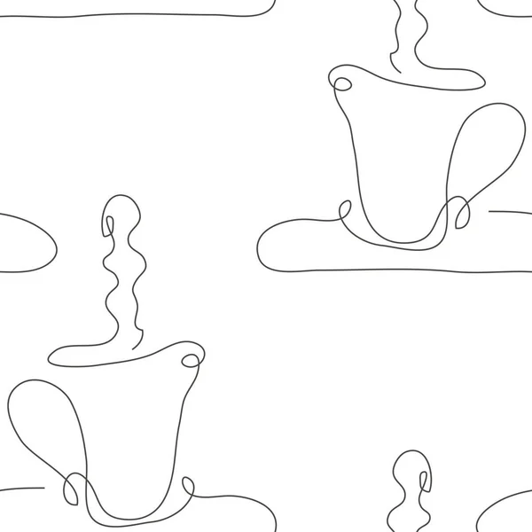 Elegante Patrón Continuo Sin Costuras Con Tazas Café Elementos Diseño — Archivo Imágenes Vectoriales