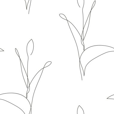 Lale çiçekleri ve tasarım elementleri olan zarif, kesintisiz bir çizgi. Davetiyeler, kartlar, baskı, hediye paketi, imalat, tekstil, kumaş, duvar kağıtları için çiçek deseni